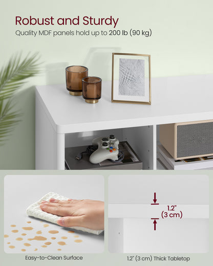 TV Stand for TVs up to 75 Inches, Entertainment Center with Storage Shelves, TV Console Table, Easy to Assemble, TV Cabinet for Living Room, Bedroom, Cloud White