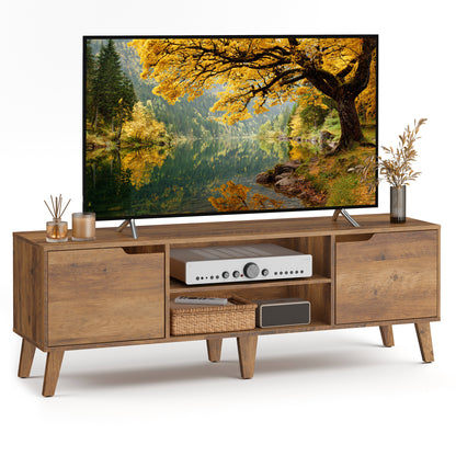 VASAGLE TV Stand for 65-Inch TVs, Entertainment Center with Adjustable Shelf, 58-Inch Long Media Console Table, for Living Room, Bedroom, Honey Brown