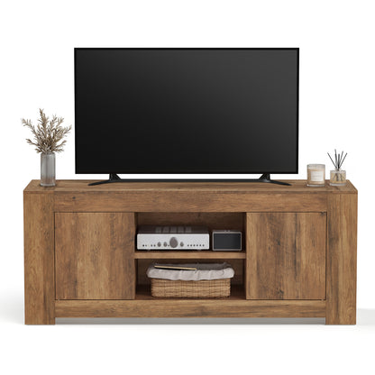 VASAGLE TV Stand, Farmhouse Entertainment Center with Storage Cabinets, Media Console Table, for 65 Inch TV, 58 x 15.7 x 23.6 Inches, Honey Brown