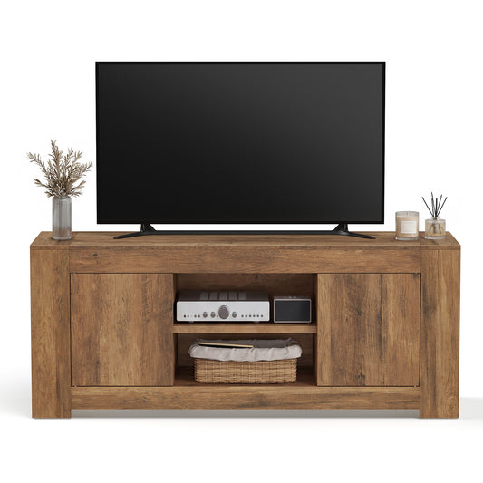 VASAGLE TV Stand, Farmhouse Entertainment Center with Storage Cabinets, Media Console Table, for 65 Inch TV, 58 x 15.7 x 23.6 Inches, Honey Brown