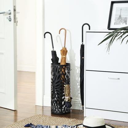 SONGMICS Umbrella Stand, Umbrella Holder, Steel Round Umbrella Rack Organizer Freestanding, for Canes Walking Sticks, Black