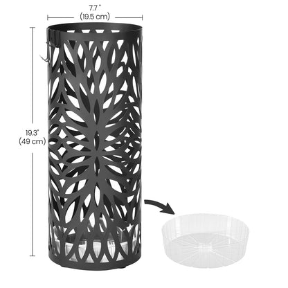 SONGMICS Umbrella Stand, Umbrella Holder, Steel Round Umbrella Rack Organizer Freestanding, for Canes Walking Sticks, Black