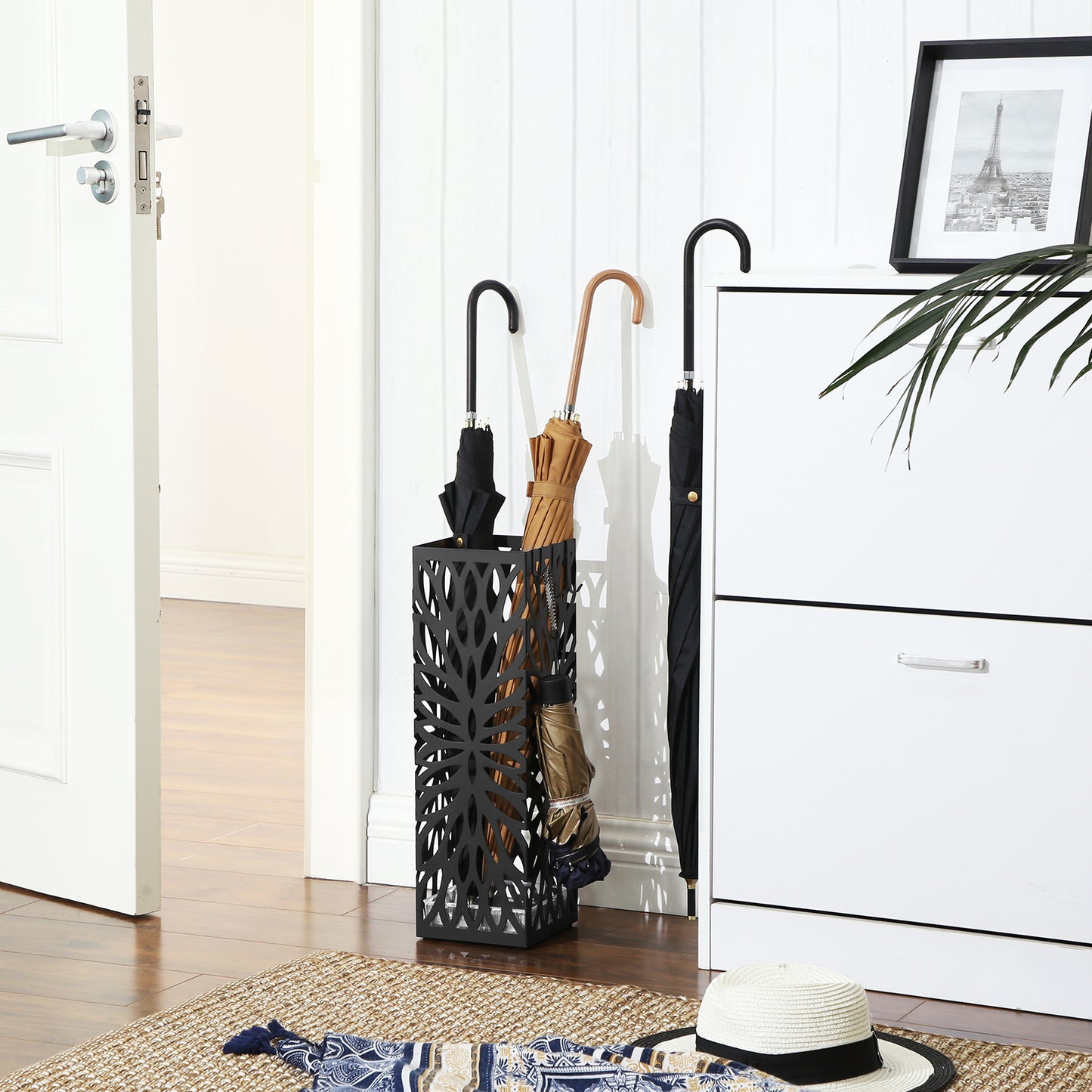 SONGMICS Square Metal Umbrella Stand Entryway Freestanding