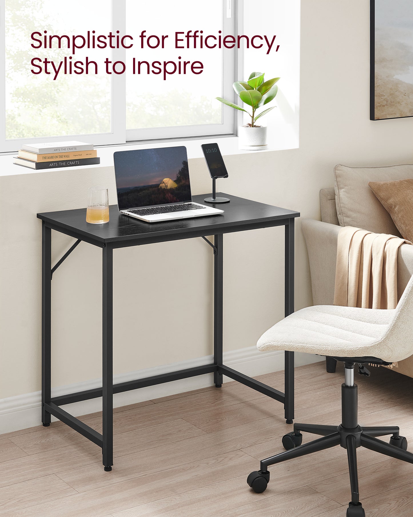 Industrial Style Computer Desk, Gaming Desk, Home Office Desk, Metal Frame, for Small Spaces A Sturdy Metal Frame Gaming, Black