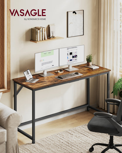 VASAGLE Computer Desk, Steel Frame and Particleboard Gaming Table, 53.1 x 23.6 x 29.9 Inch, Rustic Brown and Matte Black Small Desk for Bedroom and Home Office, Barnet Collection