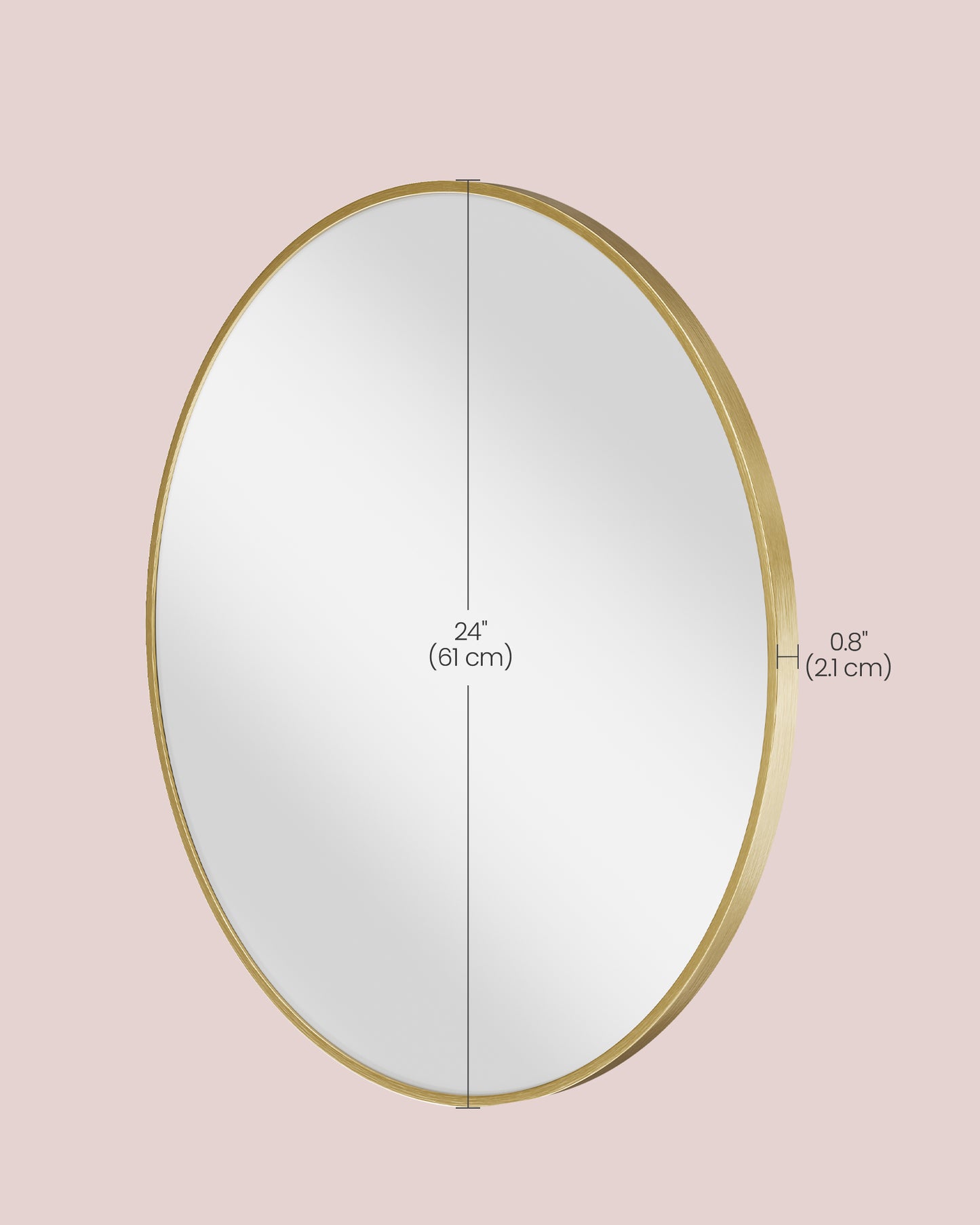 LEDREM Wall Mirror, Circle Mirror, 24-Inch Gold Round Bathroom Mirror, Metal Frame, Easy Install, Wall Mirror, Elegance Reflected