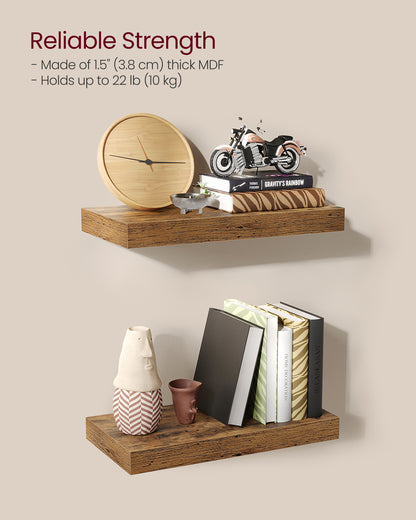 Wall Shelves Set of 3, Floating Shelves, Wall Mounted, Display Shelves for Picture Frames, Wall Decor, Hanging Shelf for Living Room, Kitchen