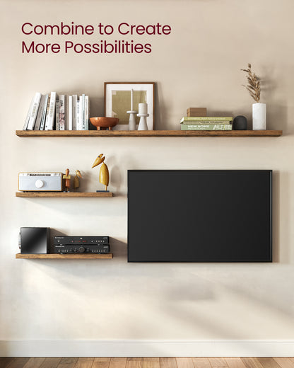 Wall Shelves Set of 3, Floating Shelves, Wall Mounted, Display Shelves for Picture Frames, Wall Decor, Hanging Shelf for Living Room, Kitchen