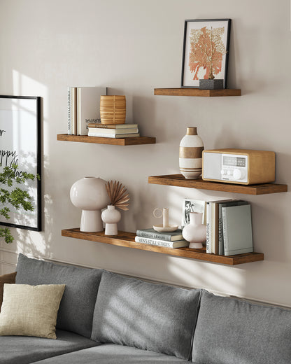 Wall Shelves Set of 3, Floating Shelves, Wall Mounted, Display Shelves for Picture Frames, Wall Decor, Hanging Shelf for Living Room, Kitchen