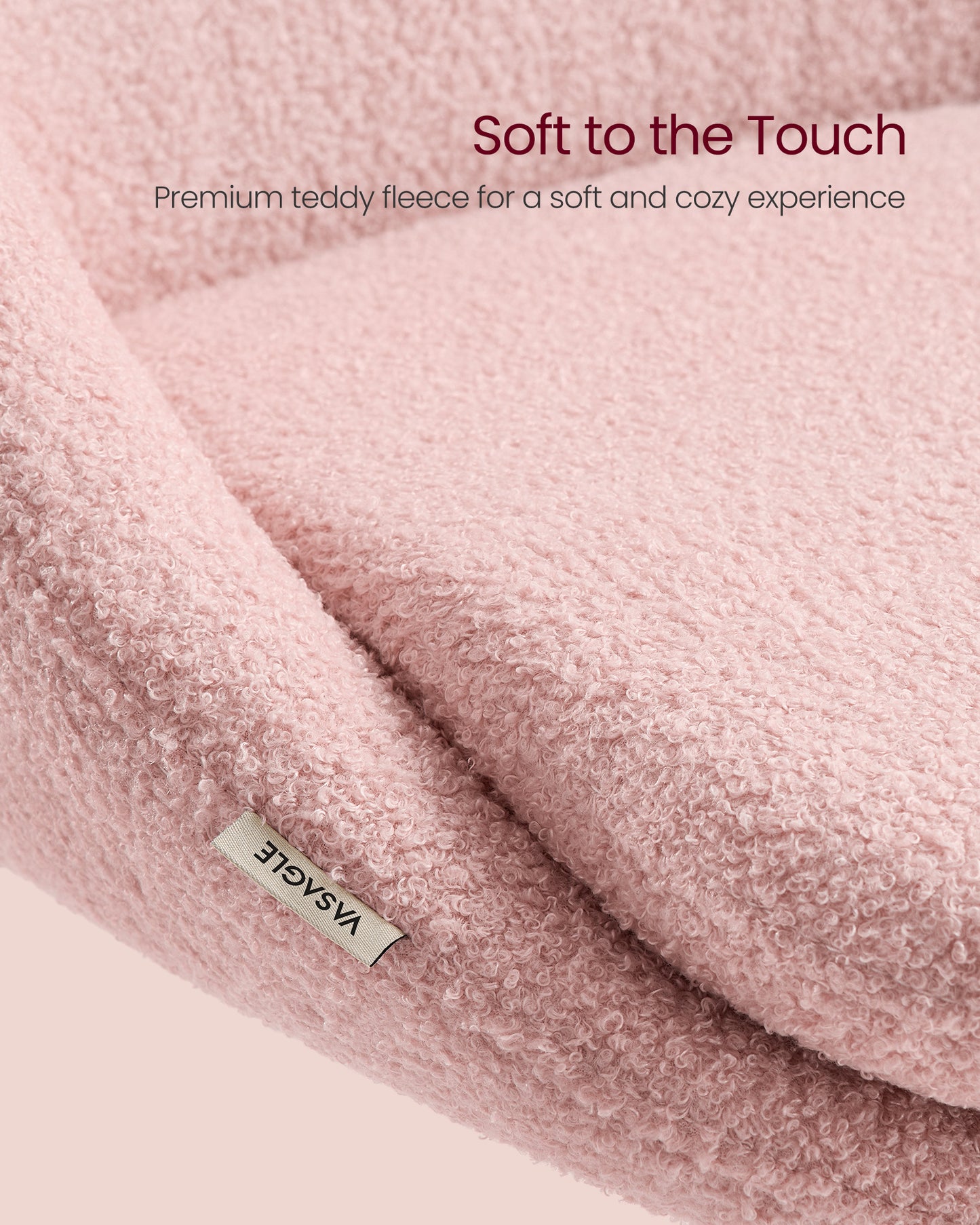 Adjustable Swivel Vanity Chair with Back Support - Teddy Fleece, Compact Design, 242 lb Capacity, Jelly Pink