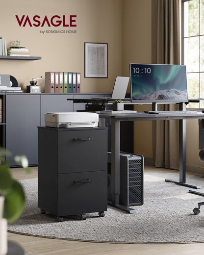 2-Drawer File Cabinet, Filing Cabinet for Home Office, Small Rolling File Cabinet, Printer Stand, Hanging File Folders, Matte Blackv