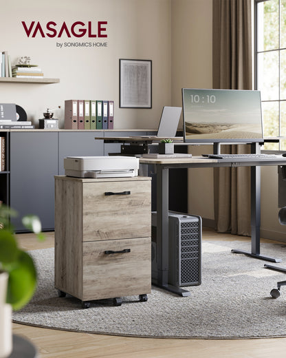 2-Drawer File Cabinet, Small Rolling Filing Cabinet with Lockable Casters, Printer Stand for Home Office, Heather Greige