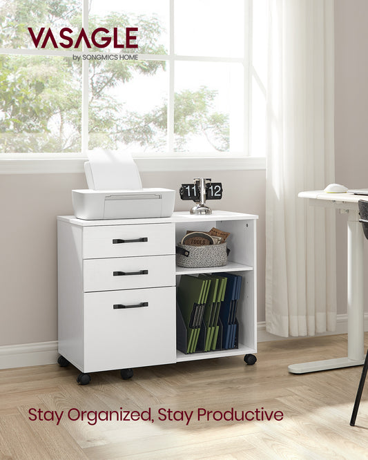 Lateral File Cabinet, Home Office Printer Stand, White