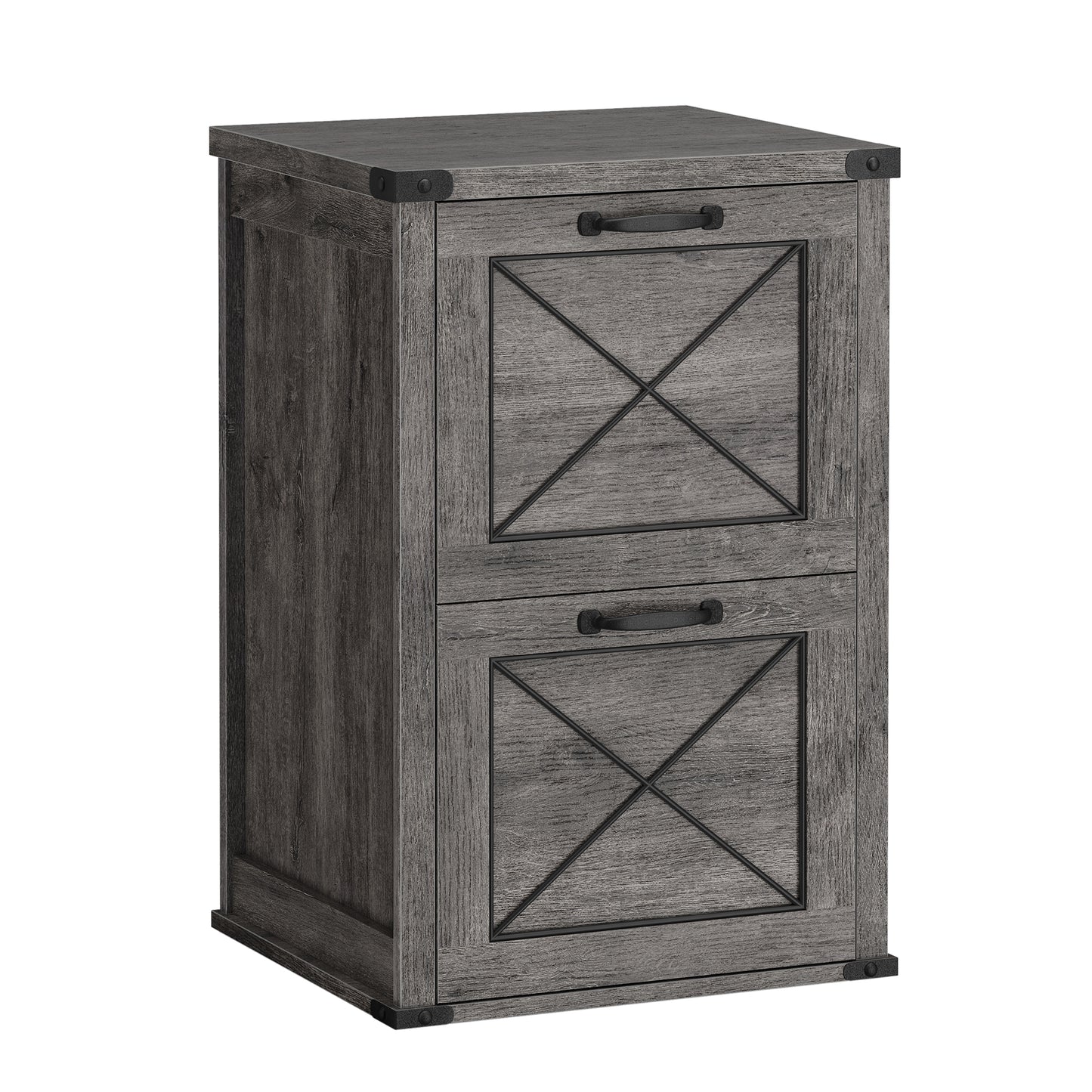 VASAGLE 2-Drawer File Cabinet, Farmhouse Filing Cabinet with Hanging Rails, Printer Stand for Home Office, Misty Gray
