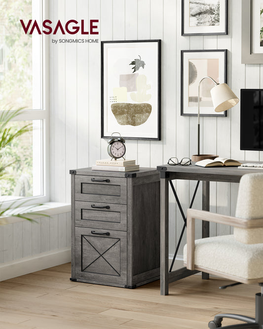File Cabinet, 15.7"D x 17.7"W Filing Cabinet with 3 Drawers, Printer Stand for Home Office, Gray