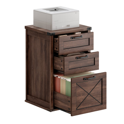 VASAGLE File Cabinet, Filing Cabinet with 3 Drawers, Printer Stand, Fit A4, Letter Size, Hanging File Folders, Maroon Brown