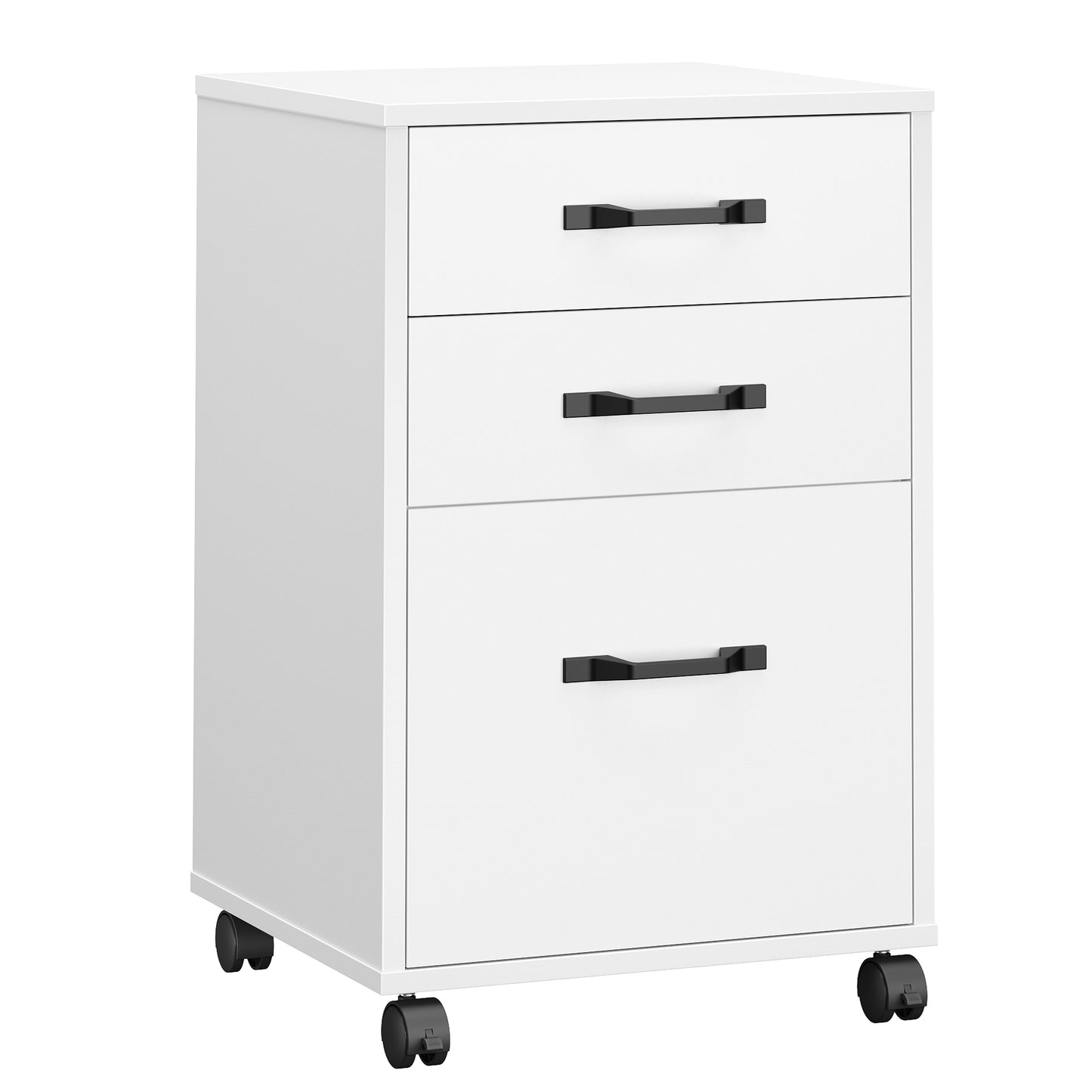 VASAGLE Mobile File Cabinet, 3 Drawers, with Wheels, for A4, Letter Sized Documents, Adjustable Hanging Rail for File Folders, Cloud White
