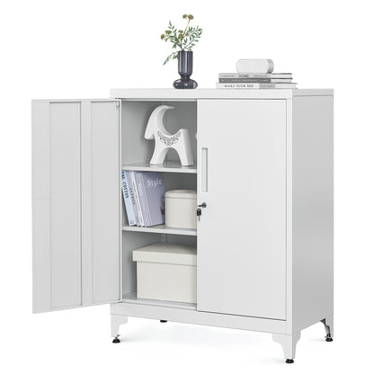SONGMICS Metal Storage Cabinet, Garage Cabinet with Doors and Shelves Office Cabinet for Home Garage and Utility Room Grey