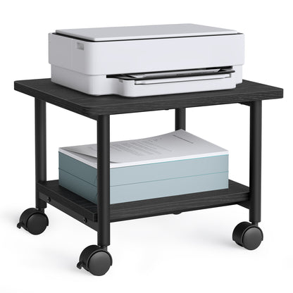 VASAGLE Industrial Under Desk Printer Stand 2-Tier Mobile Machine Cart with Shelf