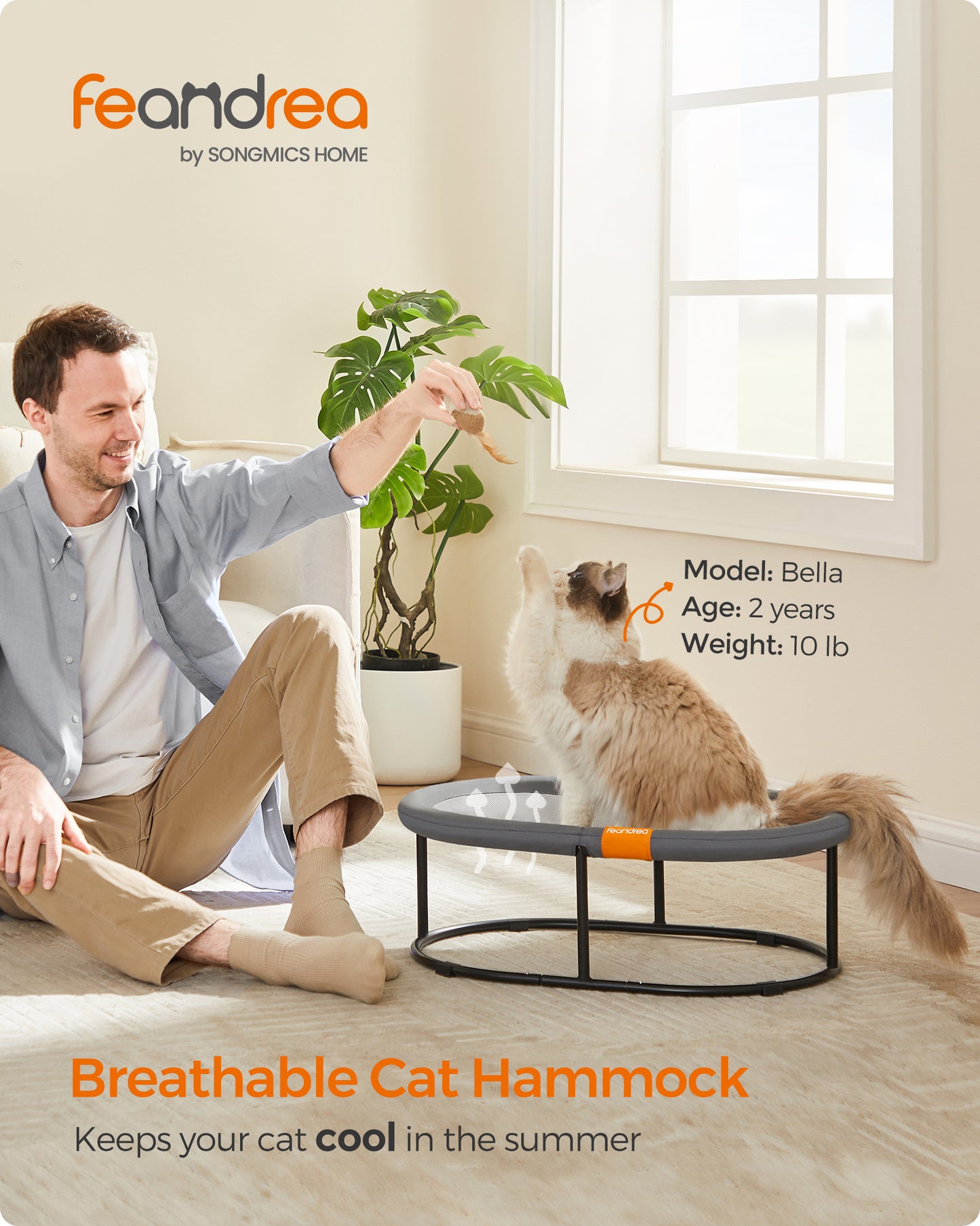 Feandrea Pet Bed, Cat Hammock, Elevated Cat Bed
