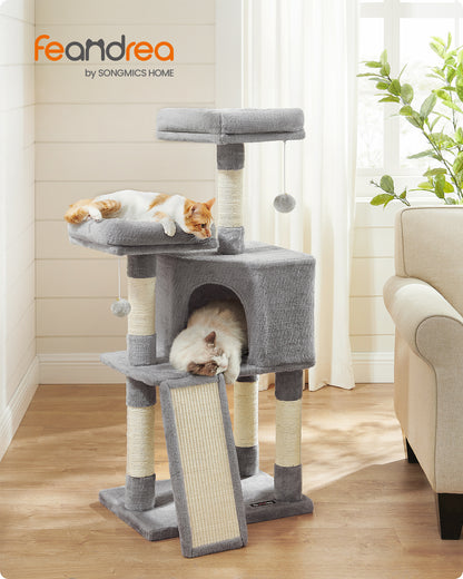 Feandrea Cat Tower, Cat Tree for Indoor Cats, 45.3-Inch Cat Condo with Scratching Post, Ramp, Perch, for Kittens, Elderly Cats, Adult Cats