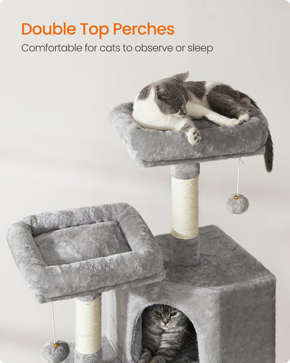 Feandrea Cat Tower, Cat Tree for Indoor Cats, 45.3-Inch Cat Condo with Scratching Post, Ramp, Perch, for Kittens, Elderly Cats, Adult Cats