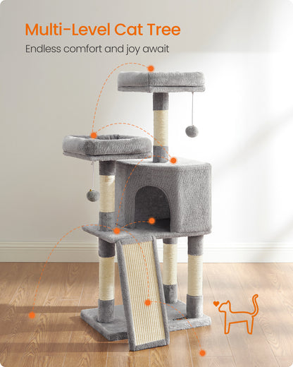 Feandrea Cat Tower, Cat Tree for Indoor Cats, 45.3-Inch Cat Condo with Scratching Post, Ramp, Perch, for Kittens, Elderly Cats, Adult Cats