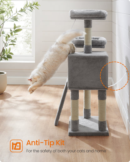 Feandrea Cat Tower, Cat Tree for Indoor Cats, 45.3-Inch Cat Condo with Scratching Post, Ramp, Perch, for Kittens, Elderly Cats, Adult Cats