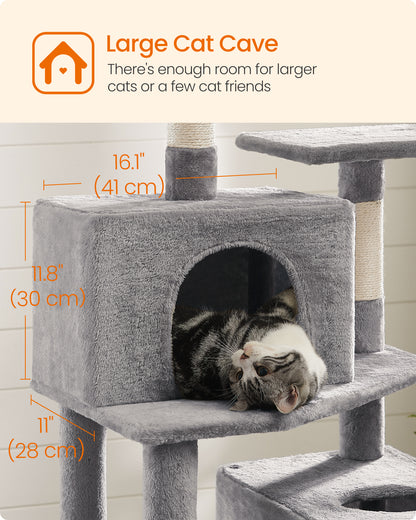 Cat Tree, 75.2″ H Cat Tower for Indoor Cats, Plush Multi-Level Cat Condo Smoky Gray