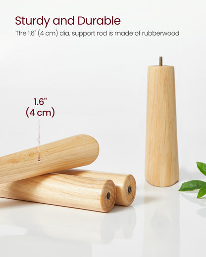 VASAGLE Solid Wood Coat Rack Free Standing with 8 Hooks Caramel Brown