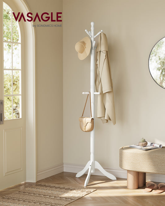 Coat Rack, Solid Wood Coat Stand White