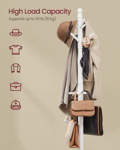 Coat Rack, Solid Wood Coat Stand White