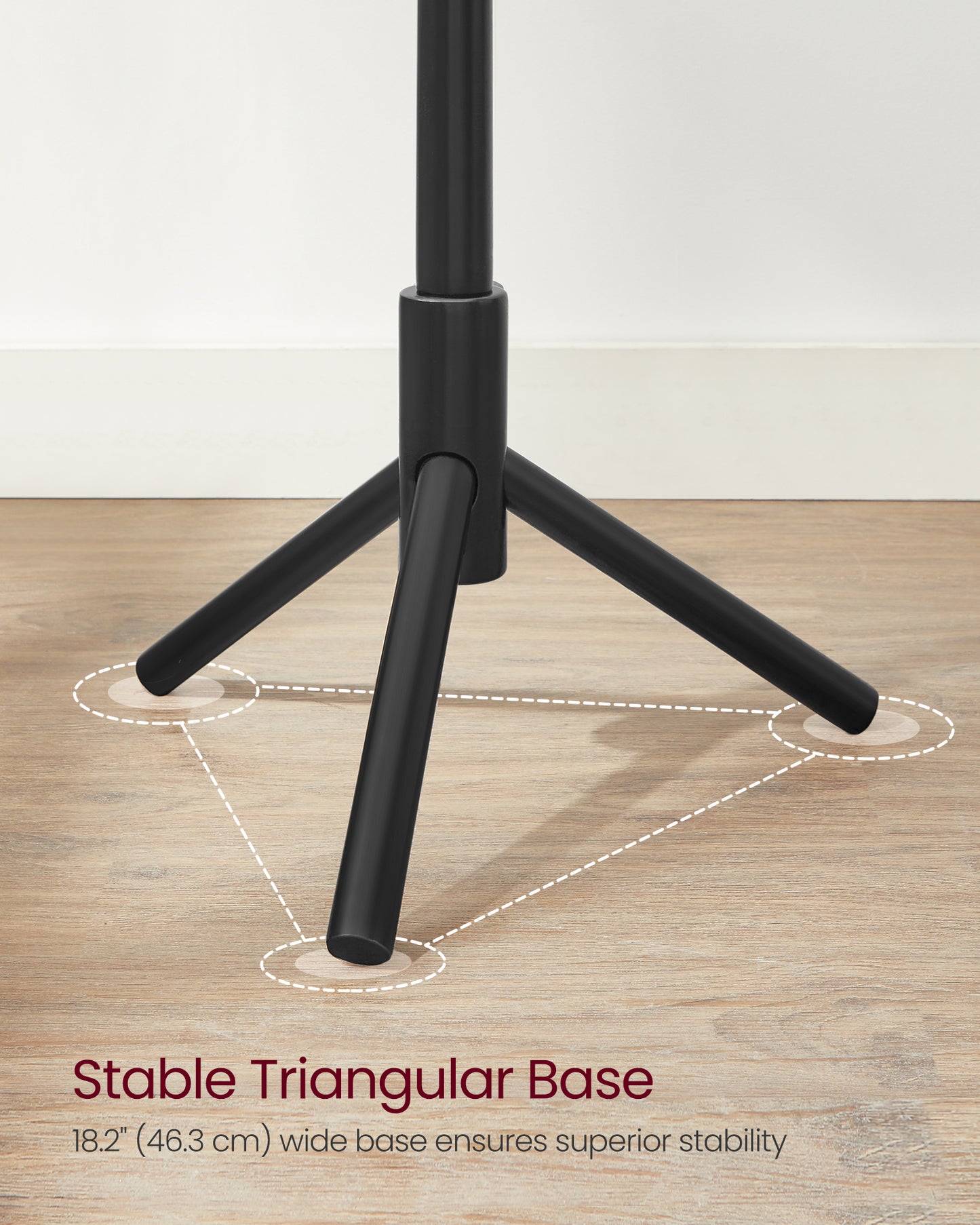 VASAGLE 8 Hooks Solid Wood Coat Rack Free Standing Coat Rack Tree-Shaped Coat Rack Black