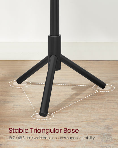 VASAGLE 8 Hooks Solid Wood Coat Rack Free Standing Coat Rack Tree-Shaped Coat Rack Black