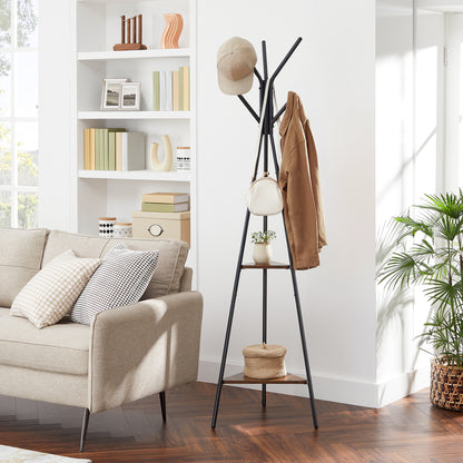 VASAGLE Freestanding Coat Rack - Industrial Style - Rustic Brown and Black