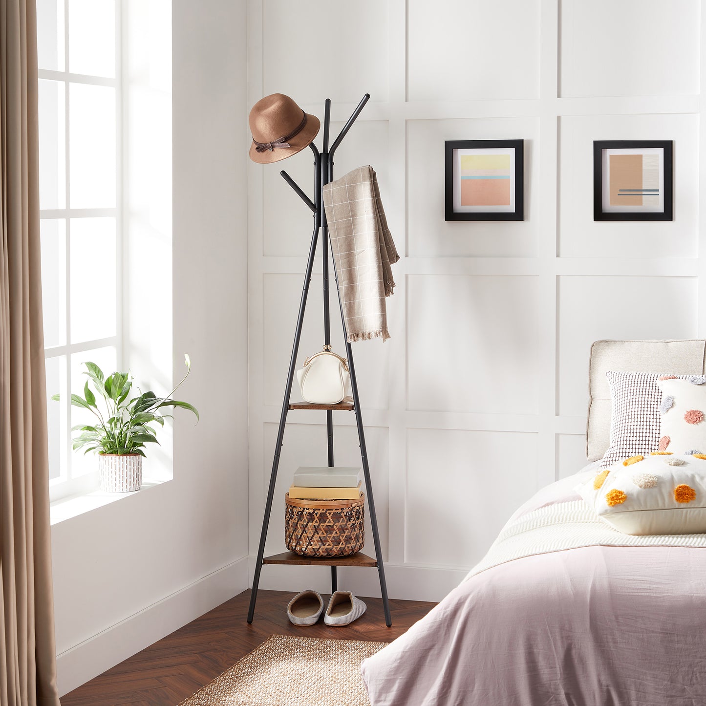 VASAGLE Freestanding Coat Rack - Industrial Style - Rustic Brown and Black