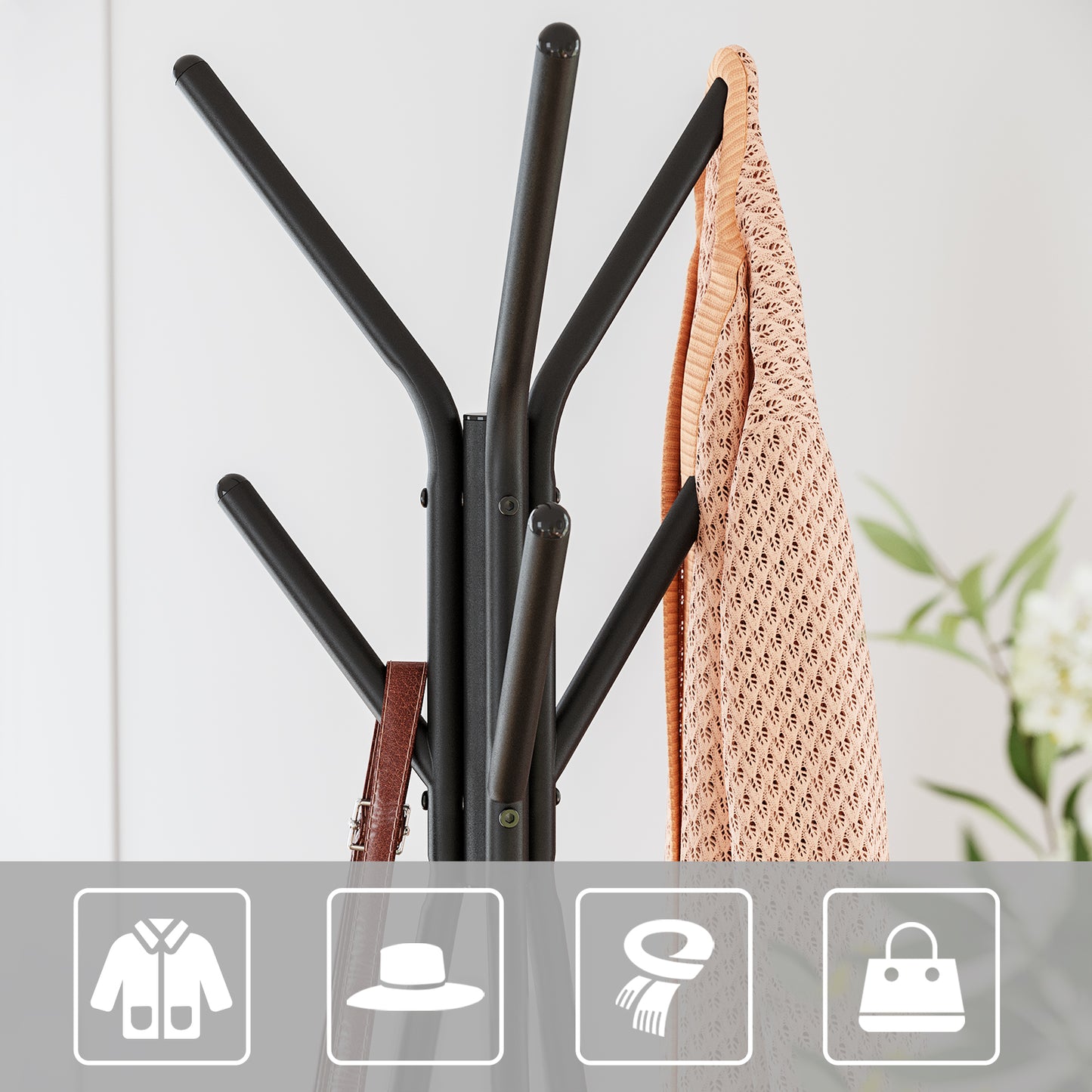 VASAGLE Freestanding Coat Rack - Industrial Style - Rustic Brown and Black