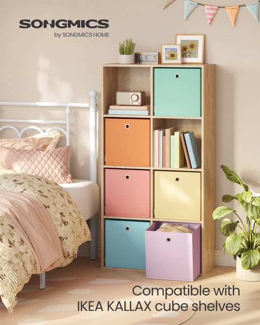 Storage Cubes, Set of 6 Foldable Storage Boxes, 13 x 13 x 13 Inches, Closet Organizers for Shelf, Rainbow Storage Bins, Colorful Fabric Bins for Bedroom, Living Room