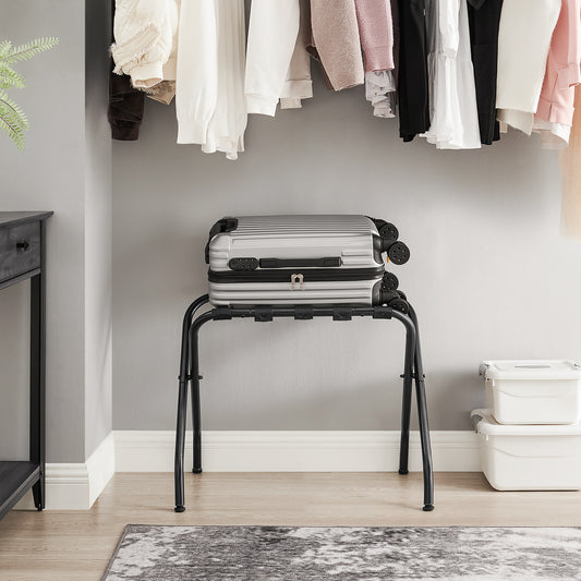 Luggage Rack Folding Suitcase Stand Suitcase Rack Holds up to 110 lb for Bedroom Hotel Black
