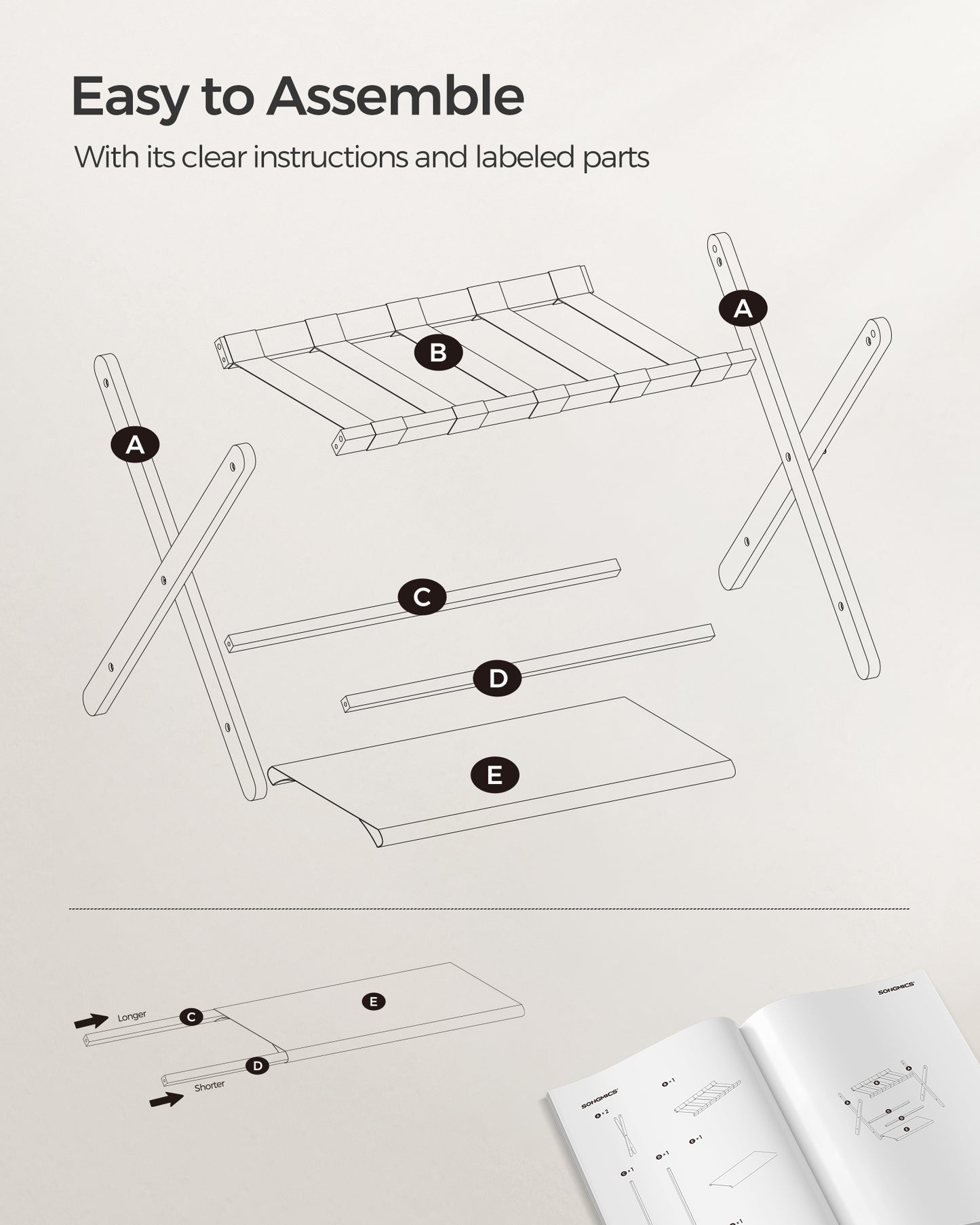 LEDREM Luggage Rack with Storage Shelf, Suitcase Stands, Luggage Stand, Foldable for Easy Storage,Holds up to 131 lb, 26.38 x 18.5 x 20.12 inches