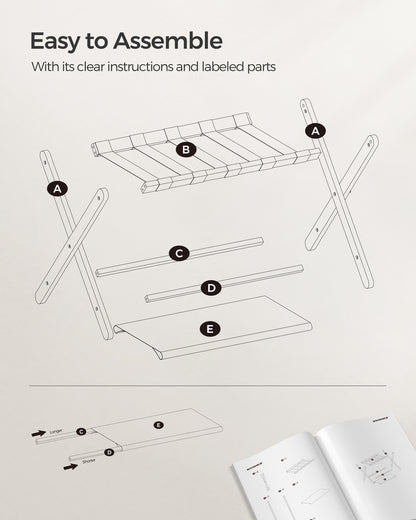 LEDREM Luggage Rack with Storage Shelf, Suitcase Stands, Luggage Stand, Foldable for Easy Storage,Holds up to 131 lb, 26.38 x 18.5 x 20.12 inches