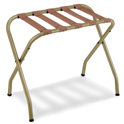 SONGMICS Luggage Rack, Luggage Rack for Guest Room, Suitcase Stand, Steel Frame, Foldable, for Bedroom, Golden