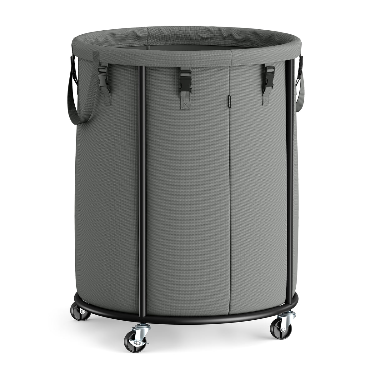 SONGMICS Large Clothes Hamper, Steel Frame and Oxford Fabric, Laundry Cart with Wheels, 45 Gallon, 21.7 x 21.7 x 29.9 inch, Gray, for Laundry Room Organization, Barnard Collection