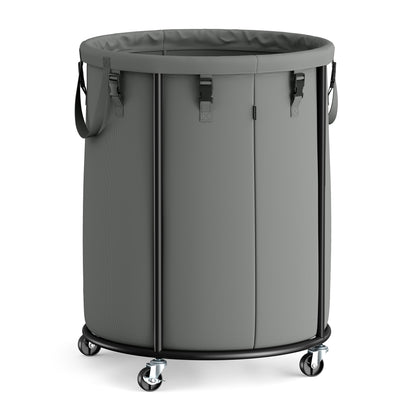 SONGMICS Large Clothes Hamper, Steel Frame and Oxford Fabric, Laundry Cart with Wheels, 45 Gallon, 21.7 x 21.7 x 29.9 inch, Gray, for Laundry Room Organization, Barnard Collection