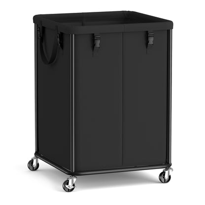 SONGMICS Large Clothes Hamper, Steel Frame and Oxford Fabric, Laundry Cart with Wheels, 45 Gallon, 19.7 x 19.7 x 29.9 inch, Black, for Laundry Room Organization, Barnard Collection