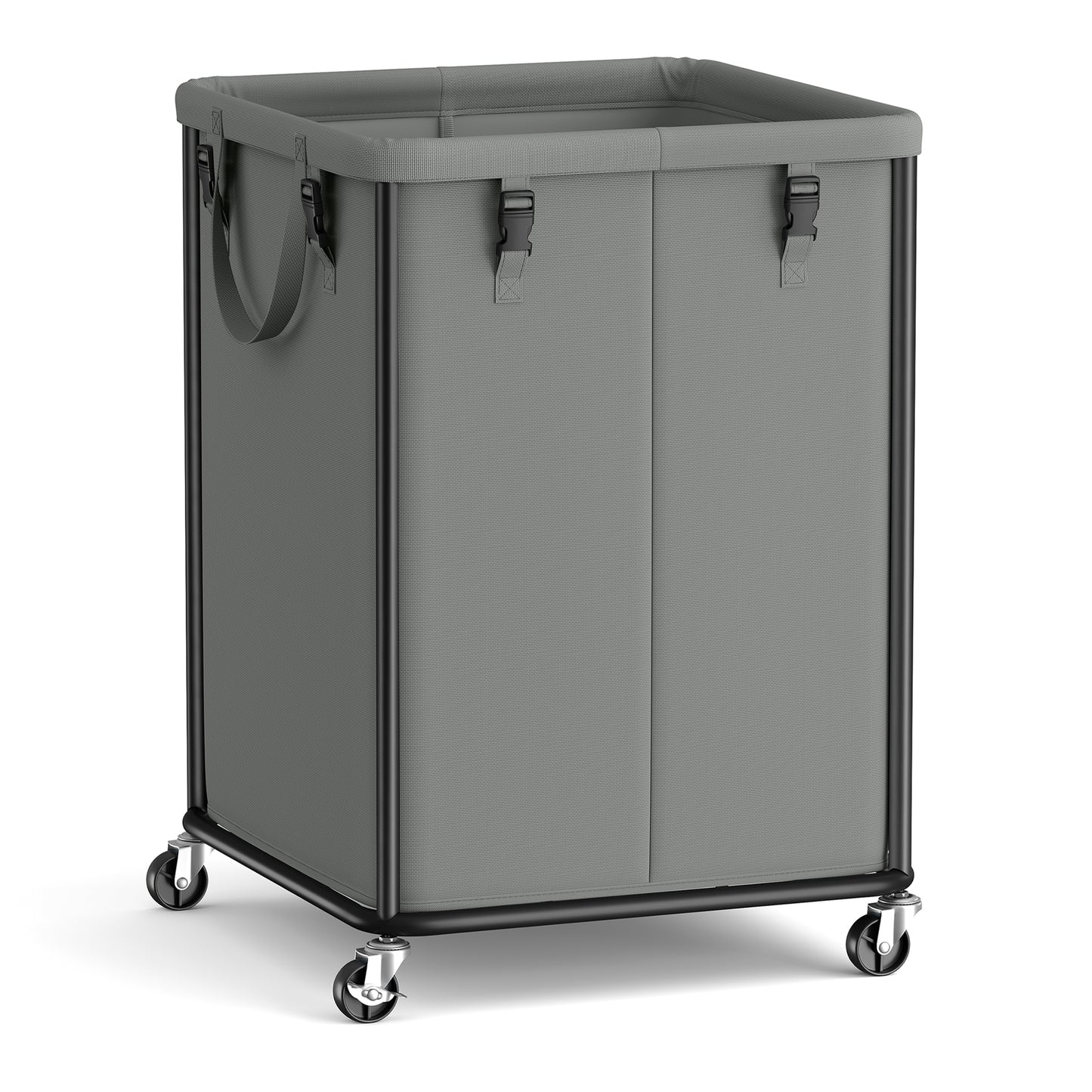 SONGMICS Large Clothes Hamper, Steel Frame and Oxford Fabric, Laundry Cart with Wheels, 45 Gallon, 19.7 x 19.7 x 29.9 inch, Black, for Laundry Room Organization, Barnard Collection