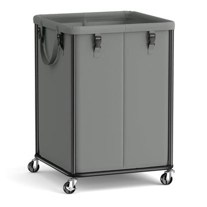 SONGMICS Large Clothes Hamper, Steel Frame and Oxford Fabric, Laundry Cart with Wheels, 45 Gallon, 19.7 x 19.7 x 29.9 inch, Black, for Laundry Room Organization, Barnard Collection