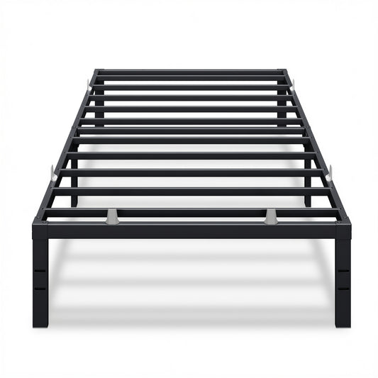 VASAGLE Twin Metal Bed Frame 14 Inches Tall, 1100 lb Weight Capacity, No Box Spring Needed, with Under-Bed Storage, Easy Setup, Heavy-Duty Platform Bed, Mattress Retainers, Matte Black