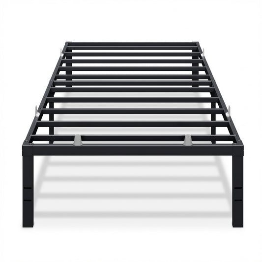 VASAGLE Twin Metal Bed Frame 16 Inches Tall, 1100 lb Weight Capacity, No Box Spring Needed, with Under-Bed Storage, Easy Setup, Heavy-Duty Platform Bed, Mattress Retainers, Matte Black
