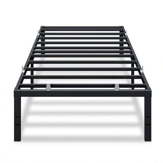 VASAGLE Twin Metal Bed Frame 18 Inches Tall, 1100 lb Weight Capacity, No Box Spring Needed, with Under-Bed Storage, Easy Setup, Heavy-Duty Platform Bed, Mattress Retainers, Matte Black